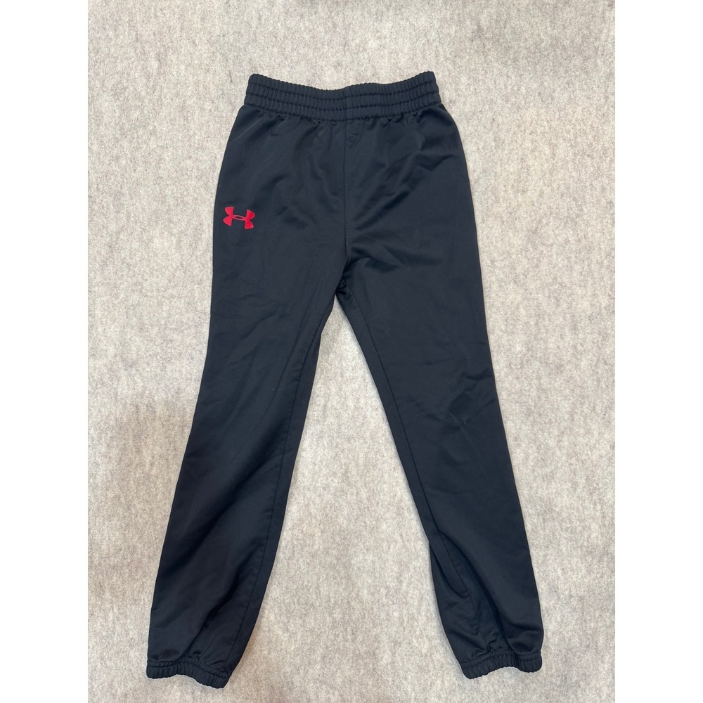 Under Armour Boys Black Red Athletic Jogger Pants Youth Activewear